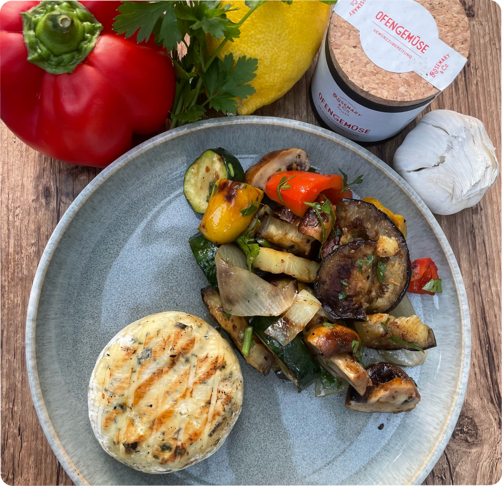 Grillgemüse Salat mit Käse Rosemary & Co. Gewürze