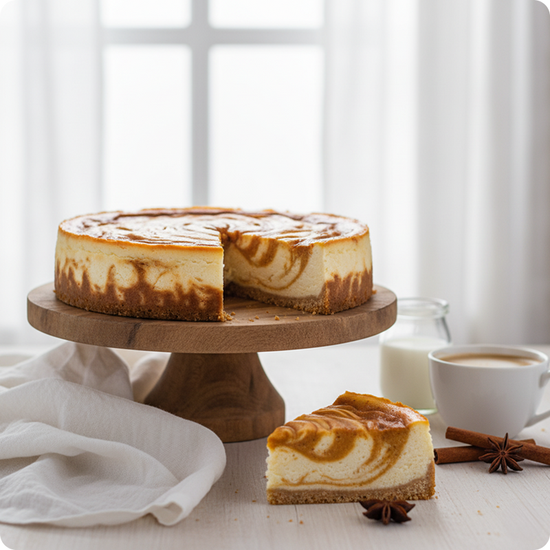 Gemusterter Kürbis-Käsekuchen