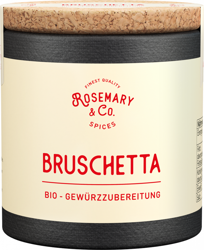 Dose Rosemary & Co Gewürze Bruschetta Bio mit Korkdeckel, schwarz und cremefarben1