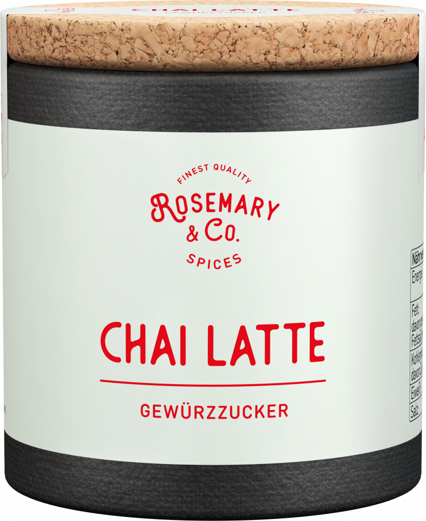 Dosis mit Aufdruck Rosemary & Co. Gewürze Chai Latte und Korkdeckel
