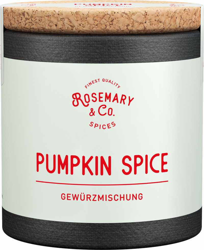 Dose Pumpkin Spice von Rosemary & Co Gewürze mit Korkdeckel und weißem Etikett1