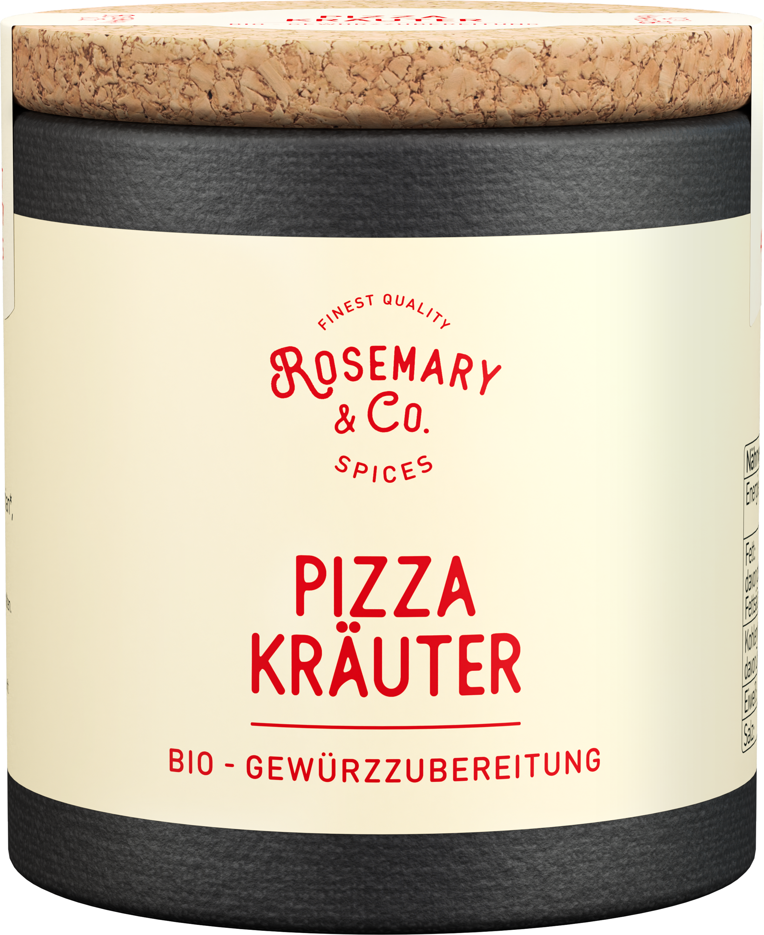 Runde Dose Rosemary & Co. Gewürze Pizza Kräuter Bio mit Korkdeckel